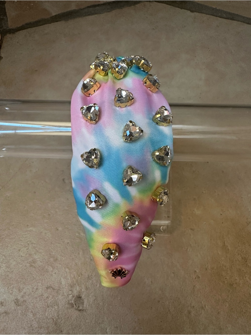 LELE SADOUGHI NWT Pastel Tie-Dye Padded Headband with Gold Crystal Accents - Picture 4 of 7